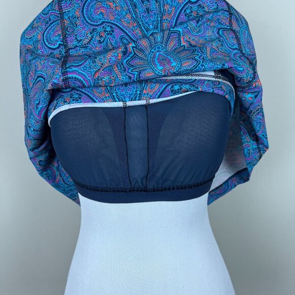 Title Nine Dress 6 Blue Purple Trouble Nimblene Paisley Built In Bra Zip Sheath - Picture 11 of 14